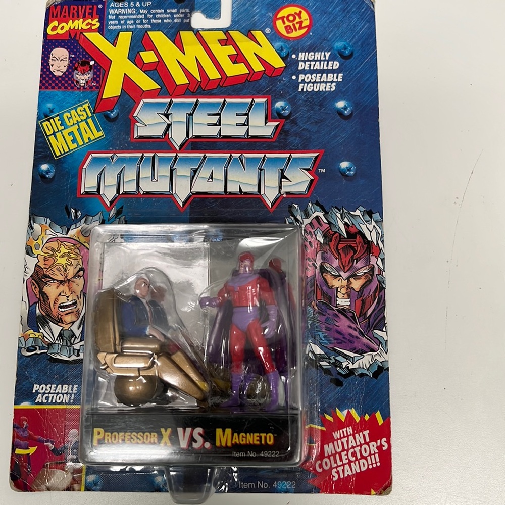 Vintage X-Men Die Cast Professor X VS. Magneto (Steel Mutants, 1994, ToyBiz) NIP